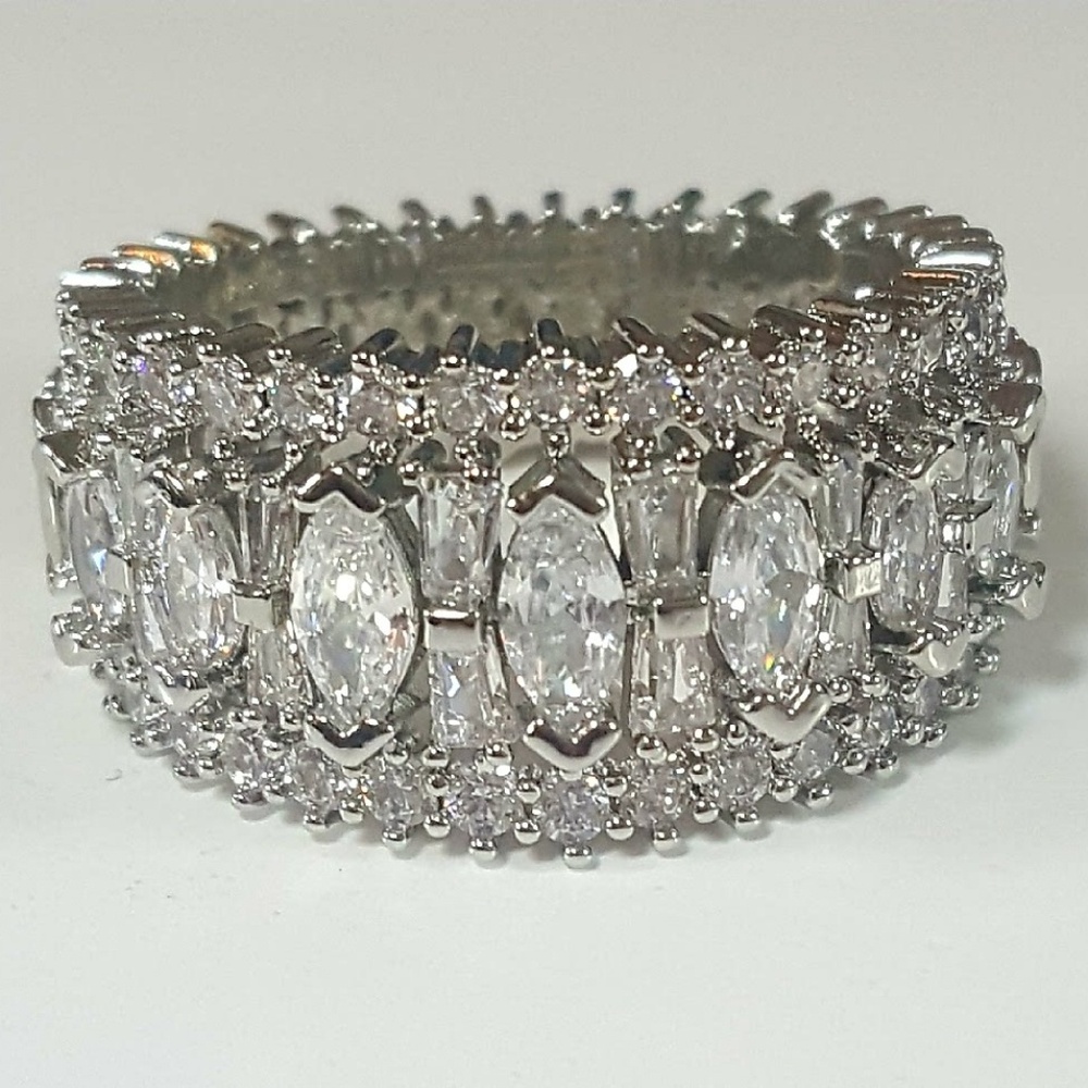 Size 9 Sterling Silver white sapphire band ring